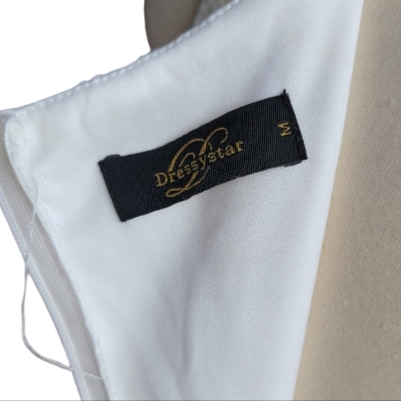 Dressystar | White Lace V-Neck Sleeveless Mid-Length Dress - Picture 6 of 9